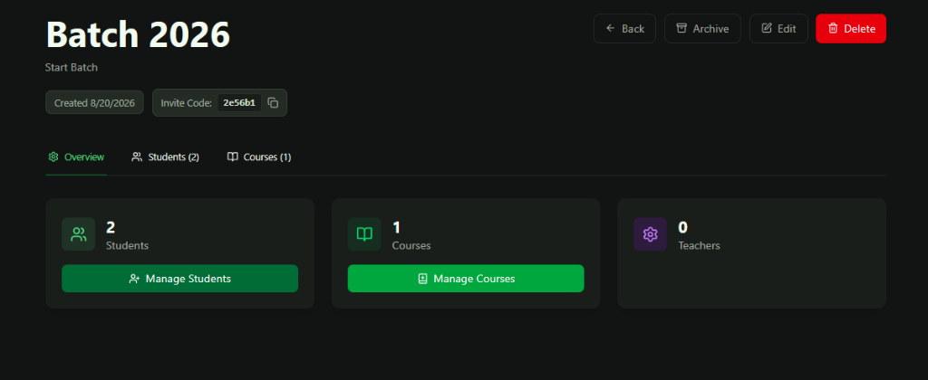 Batch Details & Management Overview