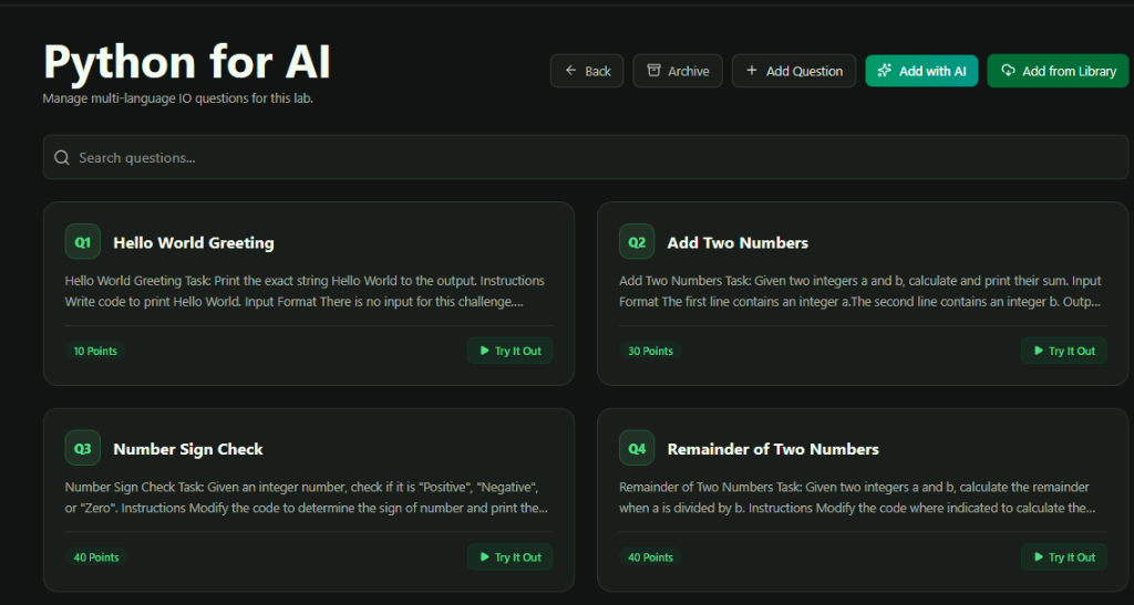IO Lab Questions Overview