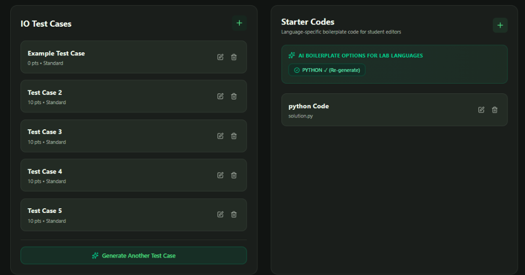 IO Test Cases & AI Boilerplate Panel