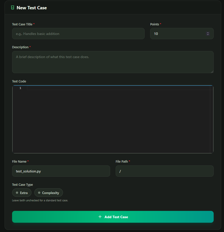 New Test Case Modal