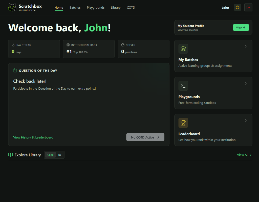 Student Home Dashboard