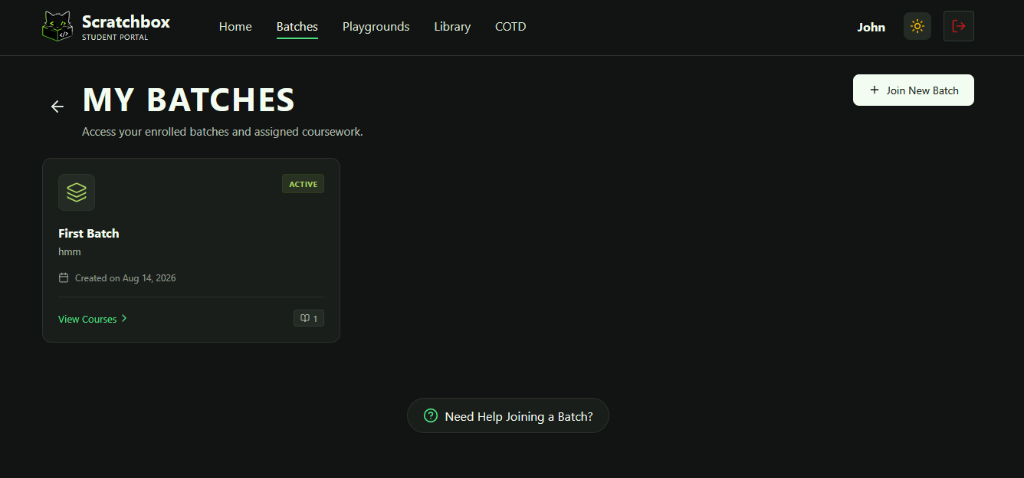 My Batches Dashboard